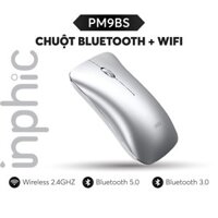 Chuột Bluetooth + Wifi phong cách Macbook Inphic PM9BS có thể sạc lại (ba chế độ BT5.0 / 3.0 + 2.4Ghz) cho tất cả các dòng máy tính laptop smart TV TV box... - Hàng Chính Hãng