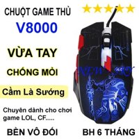 Chuột Game Thủ V8000 Có Đèn Led Đổ Màu Liên Tục Với Con Lăn Thiết Kế 4D Giúp Chuột Di Chuyển Nhanh, Mượt