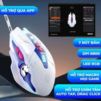 Chuột gaming có dây TEKKIN W9P GUNDAM 7 nút bấm silent chống ồn 1000Hz 12800 DPI led RGB có app máy tính laptop giá rẻ