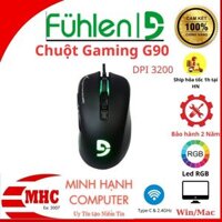 Chuột Gaming Fuhlen G90 Black -DPI 3200 -App Chỉnh Marco -Led RGB -Hàng Chính Hãng Ninza -Bảo Hành 24 Tháng