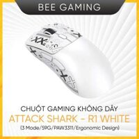 Chuột gaming không dây Attack Shark – R1 White (3 Modes / 59G / PAW3311 / Ergonomic Design)