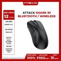 CHUỘT GAMING KHÔNG DÂY ATTACK SHARK R1 - ĐEN / Pixart 3311 / BLUETOOTH / WIRELESS 2.4G / Type-C | SIÊU NHẸ 59G