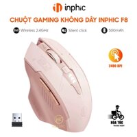 Chuột Gaming không dây Inphic F8 hồng trà sữa 2400 DPI, Silent Click, Sạc USB Type-C, Pin 500mAh