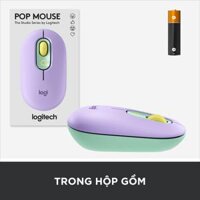Chuột không dây bluetooth Logitech POP MOUSE - giảm ồn, nút emoji tùy chỉnh - Hàng chính hãng - Màu Tím Daydream