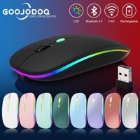 Chuột không dây Bluetooth goojodoq có đèn LED nền sạc lại được cho laptop/ điện thoại/ máy tính bảng Android