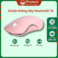 Chuột không dây Bluetooth PINOTECH T6 ko tiếng click sạc 1 lần dùng 4 tuần cho laptop MCBook PC Tablet PAD, văn phòng