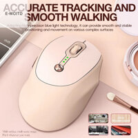 Chuột không dây chế độ kép có thể sạc lại E-WOITD Q7 có màn hình sạc Im lặng Trà sữa nữ màu sắc phù hợp với HNVN