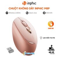 Chuột không dây Gaming Inphic M8P hồng trà sữa DPI 2400, Silent Click, sạc USB Type-C, Pin 500mAh
