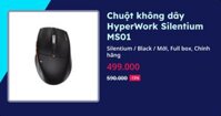 Chuột không dây HyperWork Silentium MS01 (Silentium - Black - Mới, Full box, Chính hãng)