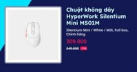 Chuột không dây HyperWork Silentium Mini MS01M (Silentium Mini - Black - Mới, Full box, Chính hãng)