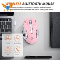 Chuột không dây im lặng Máy tính chơi game có thể sạc lại USB Chuột Bluetooth có thể sạc lại cho PC và Laptop Màu hồng