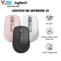 Chuột không dây Logitech MX Anywhere 3S Silent - Cuộn nhanh, 8000DPI, Sạc USB C, Bluetooth - hàng chính hãng