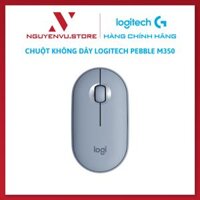 Chuột không dây Logitech Pebble M350 - Kết nối Bluetooth USB 2.4GHz, thiết kế mỏng, giảm ồn, phù hợp Mac  PC  Laptop - Màu Xanh xám - Hàng chính hãng