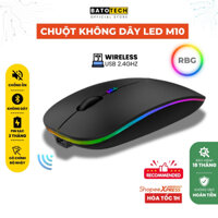Chuột Không Dây M10 BATOTECH - Wireless 2.4G, Led Viền Đổi Màu, Siêu Mỏng, Tự Sạc Dùng 2 Tháng, Chống ồn