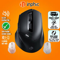 Chuột không dây máy tính INPHIC DR01 3 mode Bluetooth 4.0 5.0 USB 2.4G công thái học gaming văn phòng kết nối pc laptop