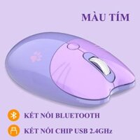 Chuột không dây MOFII M3 thiết kế tai mèo kết nối bằng chip USB 2.4 và BLUETOOTH với điện thoại, máy tính,... - Hàng Chính Hãng - Màu Tím