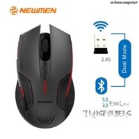Chuột không dây Newmen D500 (Dual Mode Bluetooth 5.0 & USB 2.4Ghz; Pin xạc 3.7v, From to Gaming)