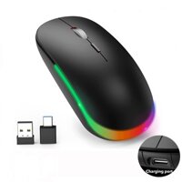 Chuột không dây RGB Chuột máy tính có thể sạc lại với đầu thu USB & Bộ chuyển đổi Type C Chuột tiện dụng cho máy tính xách tay Máy tính để bàn