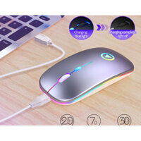 Chuột Không Dây Siêu Mỏng Có Thể Sạc Điện Chơi Game Chuyên Nghiệp Đèn LED 7 Màu A2 - Hàng Chính Hãng - Bạc