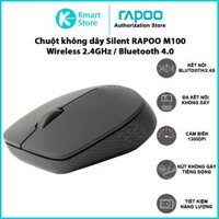 Chuột Không Dây Silent Wireless Và Bluetooth RAPOO M100 - Hàng Chính Hãng - Xám Đen