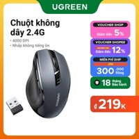Chuột không dây UGREEN 6 nút bấm 5 cấp độ DPI 4000DPI 2.4G thích hợp cho máy tính / Mac / Linux / Laptop