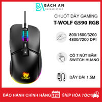 Chuột Máy Tính Chơi Game Có Dây T-WOLF G590 DPI 7200 Switch Huano 50m - Bảo Hành 12 Tháng - Gamming