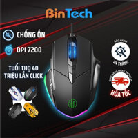 Chuột máy tính gaming chơi game BINTECH Inphic P1W bản có dây và không dây tắt âm silent 7200 DPI Led RGB - Chính hãng