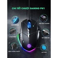 Chuột máy tính gaming TEKKIN INPHIC W1 3600 DPI bản có dây tắt âm silent Led