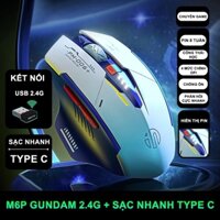 Chuột máy tính không dây gaming TEKKIN F9 GUNDAM pin sạc 6 nút công thái học silent tắt tiếng chống ồn wireless
