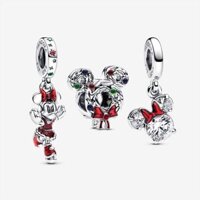 Chuột Mickey Giáng Sinh Vòng Hoa Silhouette Chuột Minnie Trượt Băng Tòn Ten Charm