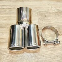 Chụp Ông Đôi Đuôi Bô Xe Ô Tô Inox Sáng Bóng Cong 45 Độ Đường Kính Vào 6.7cm Đầu Ra Ống Xả Lắp Đặt Dễ Dàng Điều Chỉnh