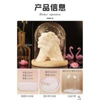Chụp thuỷ tinh lồng thủy tinh đế gỗ có đèn trang trí- làm tượng tay mylove