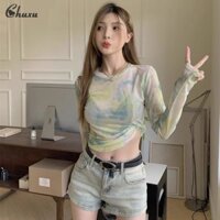 CHUXU Thiết kế Sense Blooming Áo thun dài tay chống nắng Áo sơ mi đáy mỏng