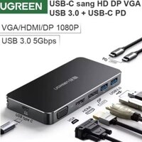 CHUYỂN ĐỔI USB-C RA DISPLAY PORT HDMI VGA 1080P - 2 CỔNG USB 3.0 1 CỔNG USB TYPE-C POWER UGREEN 40872