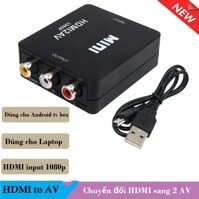 Chuyển HDMI Sang AV Thiết Bị HDMI Chuyển đổi HDMI sang 2 AV Adapter HD 1080P Có CHIP Dành Cho Laptop Android Tivi Box - Bảo Hành Lỗi 1 Đổi 1.