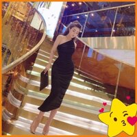 [CHUYÊN SỈ GIÁ RẺ HÀNG THIẾT KẾ CAO CẤP]Đầm Body Đen Thiết Kế Dún Lệch Vai - TP1860