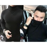 [Chuyên sỉ - lẻ] Áo thun cổ lọ tay dài nam LA01 (màu: đen) Đẹp '