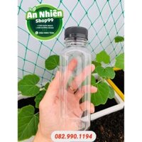 [CHUYÊN SỈ và LẺ] CHAI NHỰA VUÔNG ĐỰNG TRÀ SỮA, CHÈ DƯỠNG NHAN CÓ NẮP ĐEN 250ml - MIỆNG RỘNG 3,8cm