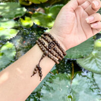 Chuyên sỉ - Vòng đeo tay trầm hương mix charm đồng điếu và bát ngân tài lộc