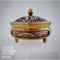 {Chuyên sỷ}Lư đồng đốt trầm, xông trầm 3 chân hoa văn Rồng Phượng cao cấp bằng hợp kim đồng