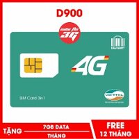 (Chuyên vào mạng) Sim D900 VIETTEL trọn gói 1 năm -7Gb data/ tháng, không cần nạp tiền