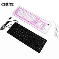 CHUYI Bàn Phím Cao Su Silicone Mềm 103 Phím Có Dây USB Gấp Được Chống Nước & Yên Tĩnh Cho Laptop / Notebook