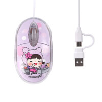 Chuyi Type-C / USB Chuột Có Dây Mỏng Di Động Nhiều Màu Sắc Thở Đèn LED Thiết Kế Hoạt Hình Dễ Thương Chơi Game Văn Phòng Cô Gái / Trẻ Em Quà Tặng Cho Máy Tính PC Notebook