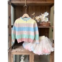 [Cikibaby] Áo khoác Cardigan sọc cầu vồng cho bé gái