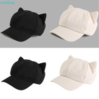 Ciling Màu Trơn Hình Bát Giác Mũ Cho Bé Gái Ngoài Trời Mèo Mũ Tai Chống Nắng Mũ Bóng Chày