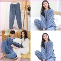 Cinna Loungewear Bộ Đồ Ngủ Dài Tay Váy Ngủ Mùa Đông Ấm Áp Lông Cừu Bộ Đồ Ngủ