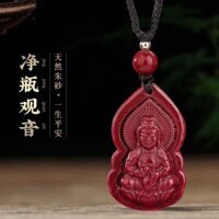 Cinnabar Guanyin Necklace Pendant chu sa Vòng Cổ Phật tử nguyên khoáng hàm lượng cao màu tím cát sạch chai thủy tinh Mặt dây chuyền bùa hộ mệnh