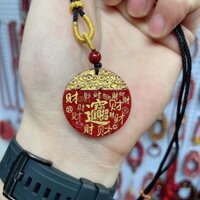 Cinnabar Lucky Fortune Gold Stamping Phiên bản Mặt dây chuyền gốc