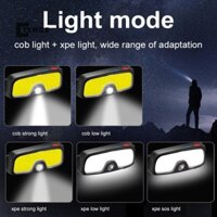 [Ciswge] Đèn pin LED COB 3 chế độ, Đèn pha có thể sạc lại USB Đèn lồng câu cá cắm trại khẩn cấp ngoài trời [MỚI]