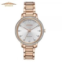 CITIZEN SILHOUETTE CRYSTAL ROSE GOLD FE7043-55A – NỮ – KÍNH KHOÁNG – DÂY KIM LOẠI – ECO DRIVE – SIZE 36MM – MÁY NHẬT